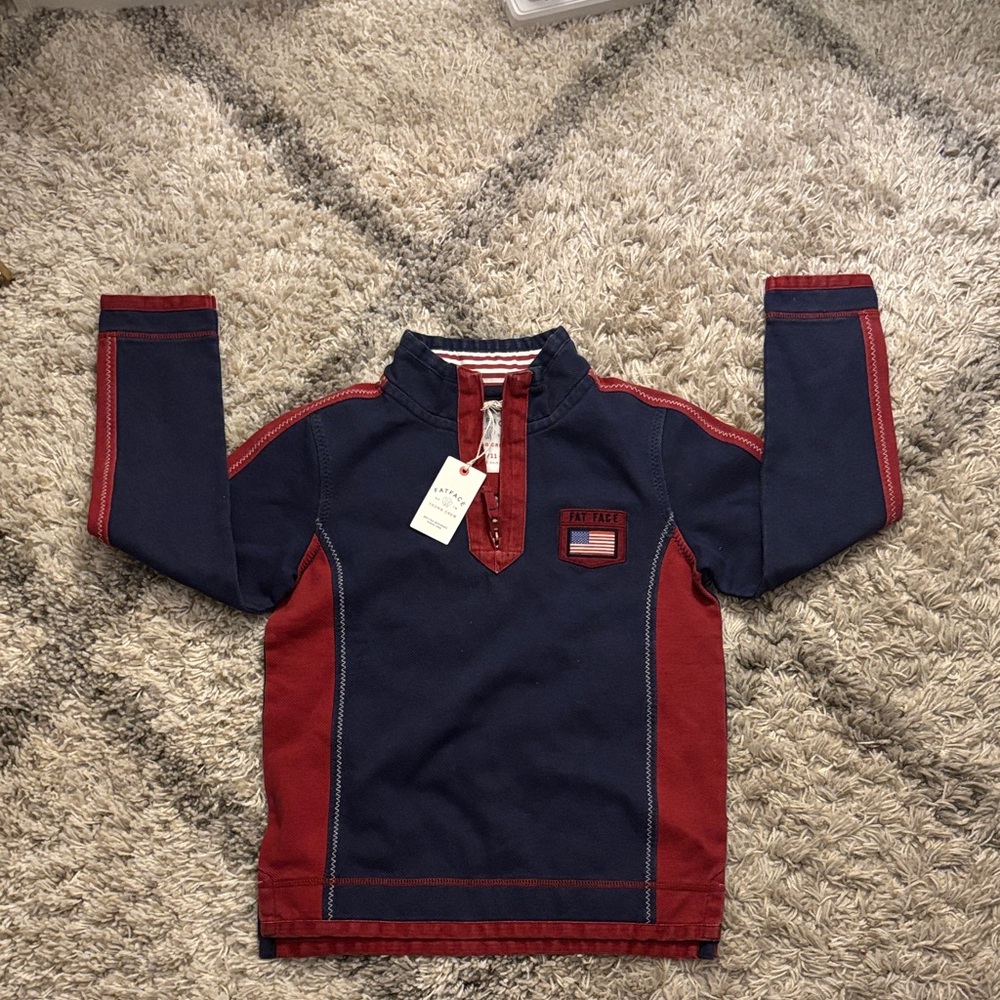 Fat Face Kids Jean Jacket - Navy and Red